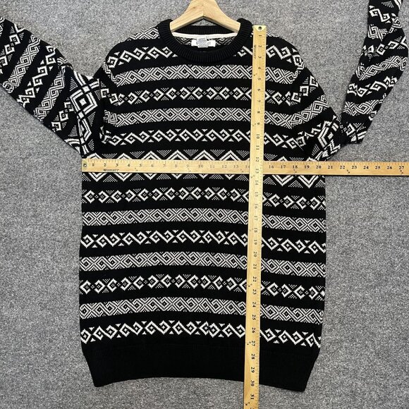 William Rast Mens Geometric Knit Sweater L Cotton Black White - Picture 5 of 5